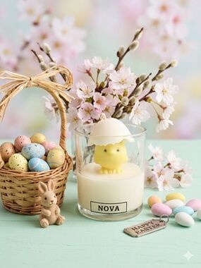 Nova Yellow Chick Easter Candle - Decorative Spring Table Accent